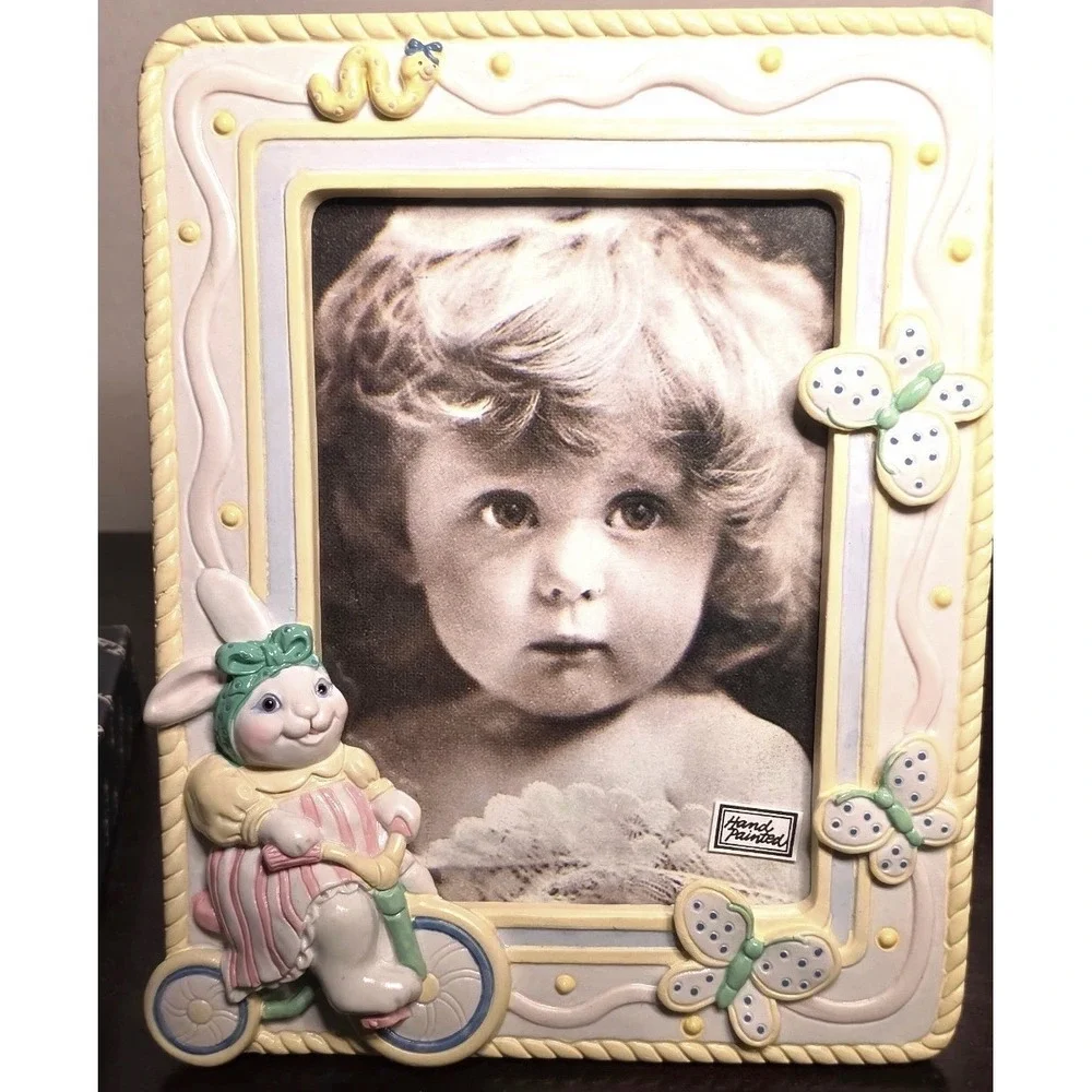 Picture Frame Fitz and Floyd Petting Zoo Bunny Butterfly Nursery Kids Pastel